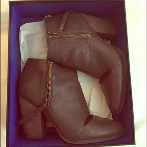 Brown cut-out booties